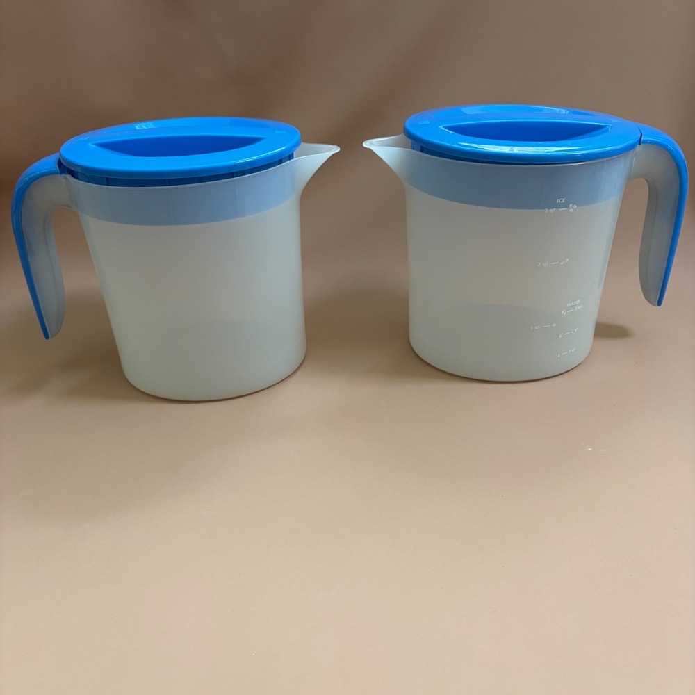 Mr Coffee Iced Tea Maker Replacement Pitcher 3 Qt Blue Oval Lid Set of 2